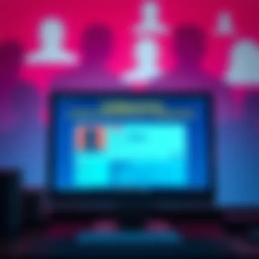 A computer screen displaying a profile missing with shadows of fake accounts in the background.
