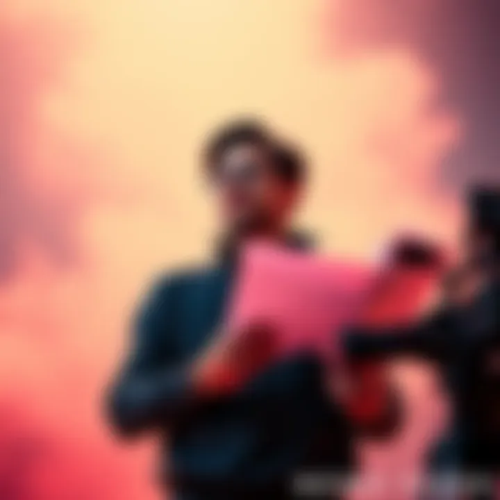 A person standing with a film camera and script, considering creative ideas for filmmaking
