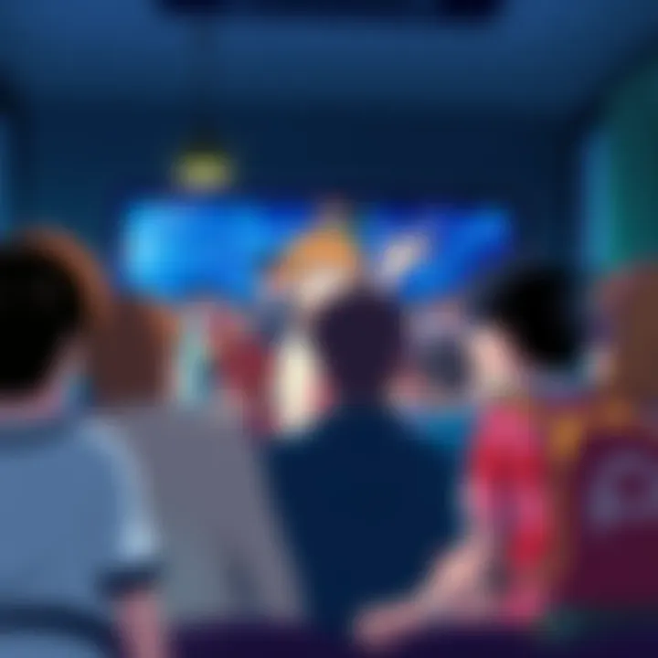 Group of anime fans expressing disappointment while watching the latest episode on a screen