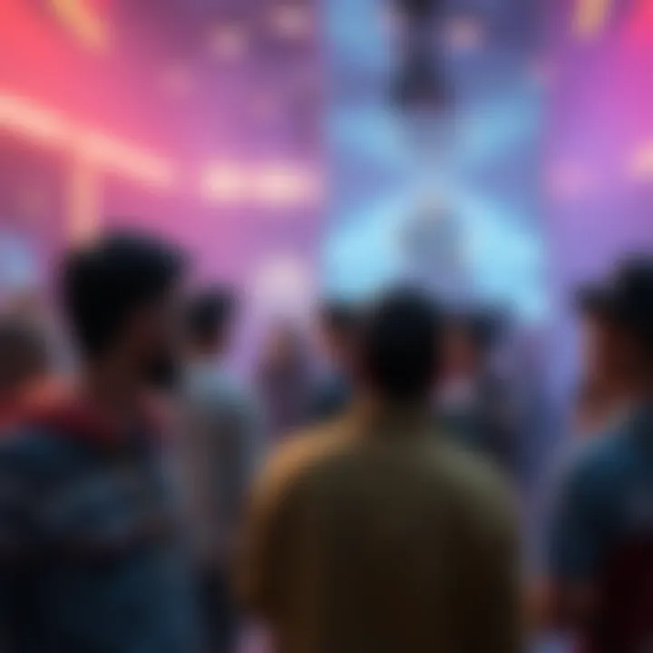 People gathered discussing Enjin's possible knowledge about recent events and Rudo's arrival.