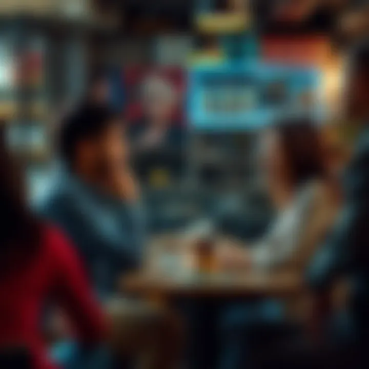 People engaging in a heated discussion about relationships and societal expectations at a coffee shop.