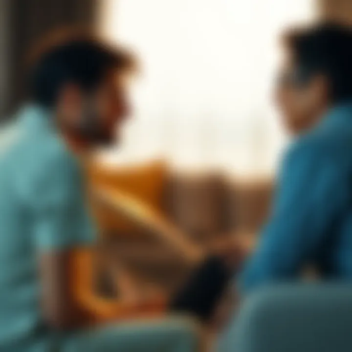 A man and woman sit across from each other, deep in conversation about their feelings in a relationship, conveying complex emotions.