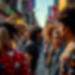 People showcasing different hairstyles and trends in a vibrant urban setting