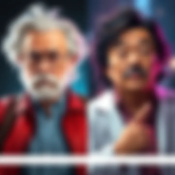 A side-by-side view of Doc from Back to the Future and Dr. Hiriluk, showcasing their similar quirky styles and expressions.