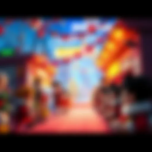 A colorful scene showcasing a lively Dokkan celebration with characters and festive decorations, highlighting the excitement of the event.
