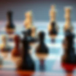A close-up of a Domi Reversi game board showing black and white pieces arranged in a strategic formation.