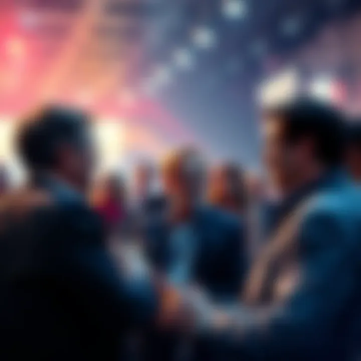 People engaging in conversation about Don Accino at a forum