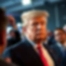 Donald Trump showcasing his transformed hair and a taller appearance during a public event