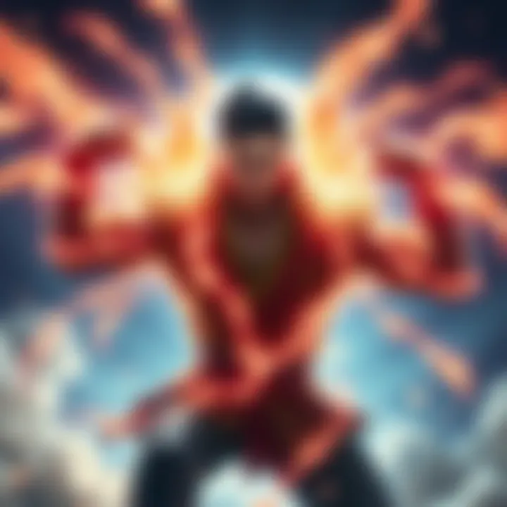 Dongbaek's EGO Power A character named Dongbaek showcasing impressive physical power through EGO scaling, surrounded by energy effects that represent enhanced strength.