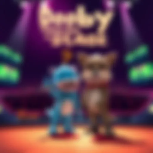 Dooby and Doki performing together on stage, with an excited crowd in the background.