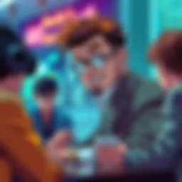 A humorous scene depicting Doppo discussing his tiger defeat claims with fans on a forum