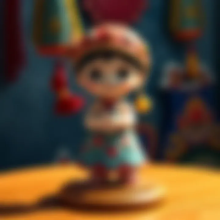 Doremy Clay Figure Colorful Doremy clay figure showcasing intricate design and craftsmanship, placed on a display stand.