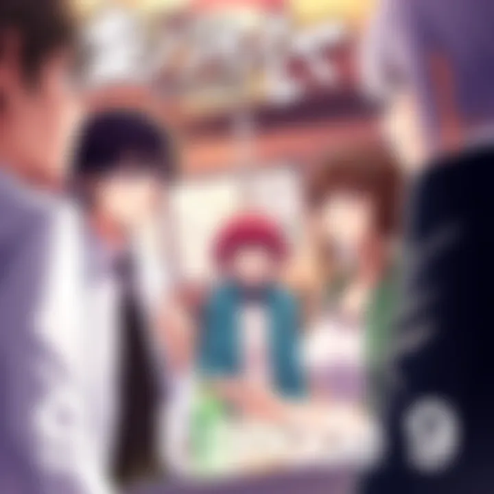 Promotional artwork featuring key characters from Douse, Koishite Shimaunda Season 2 Episode 9 discussing the plot in a lively setting