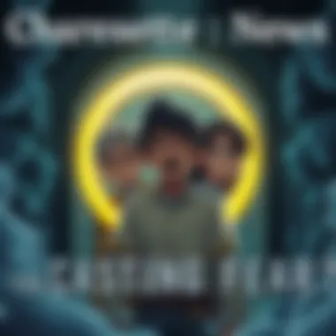 A scene from Dr. Stone showing Taiju and other characters, with a yellow ring symbolizing fear around them, illustrating their intimidating presence.