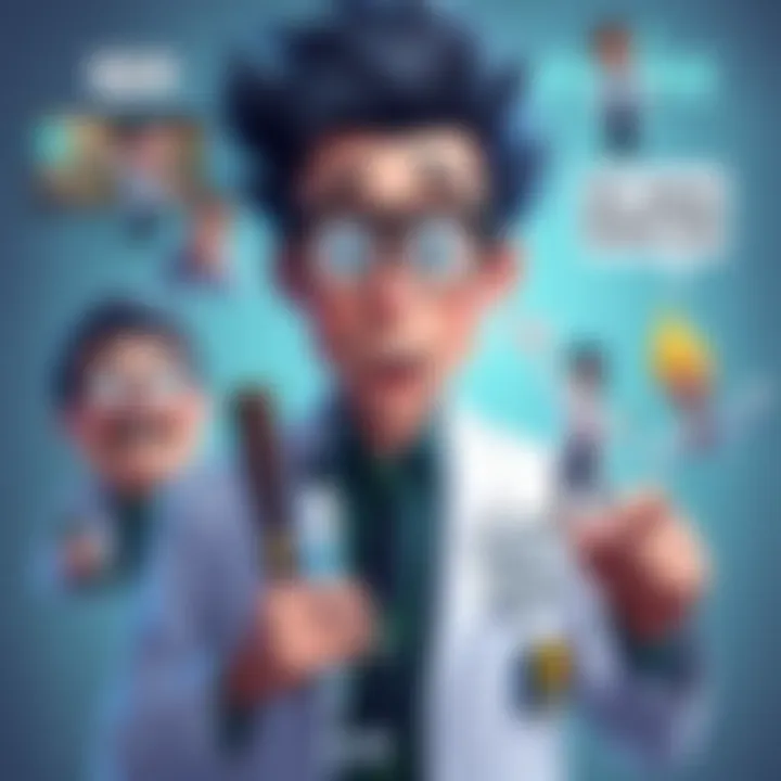 A digital collage of Dr. Stone characters with humorous captions, blending science themes and meme culture