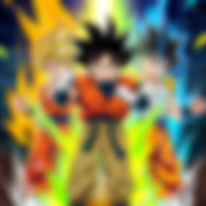 Powerful Dragon Ball Characters Gohan, Broly, and Uub showcase their strength and potential in a dynamic pose, highlighting their growth in battles.