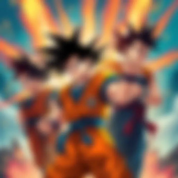 Goku and friends training together, showcasing their bonds and strength, with a vibrant background of energy blasts.