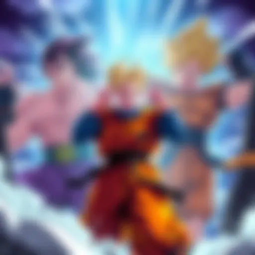 Frieza, Broly, and Gohan showcasing their immense strength in a dramatic pose
