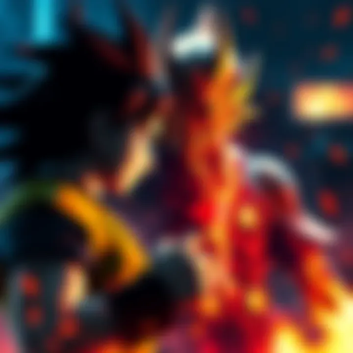 Dragon Ball and Dead by Daylight Crossover A character from Dragon Ball faces a killer from Dead by Daylight in a dark, eerie setting.