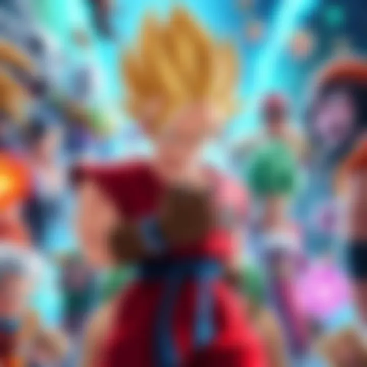 Concept art showing diverse characters and gameplay elements for a new Dragon Ball game