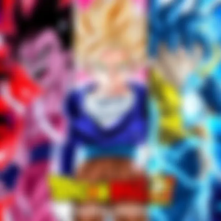 Different arcs of Dragon Ball Super displayed, featuring characters from Universal Survival, Future Trunks, and Golden Frieza sagas in action poses.