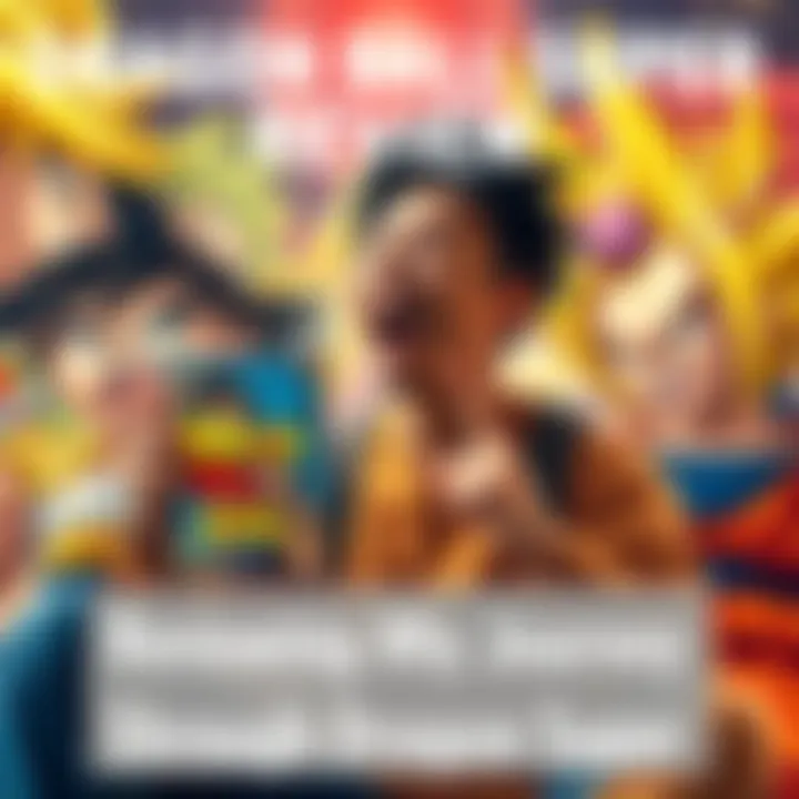 A fan excitedly sharing their thoughts on Dragon Ball Super, holding a DVD box of the series with a backdrop of Dragon Ball characters.