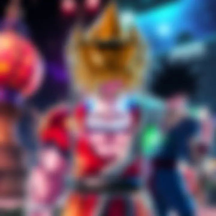 Colorful Dragon Ball characters on a phone wallpaper