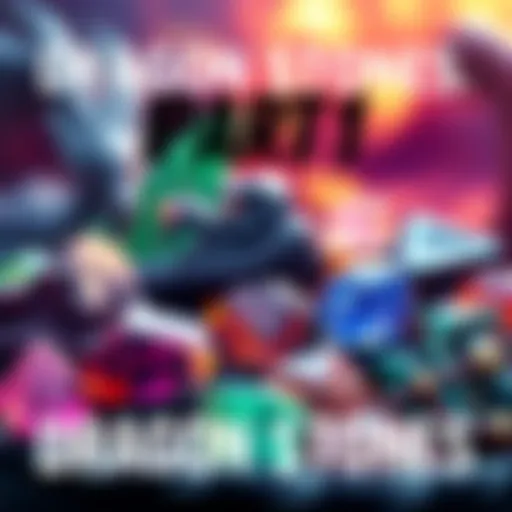 A collection of Dragon Stones with a vibrant background representing a gaming event