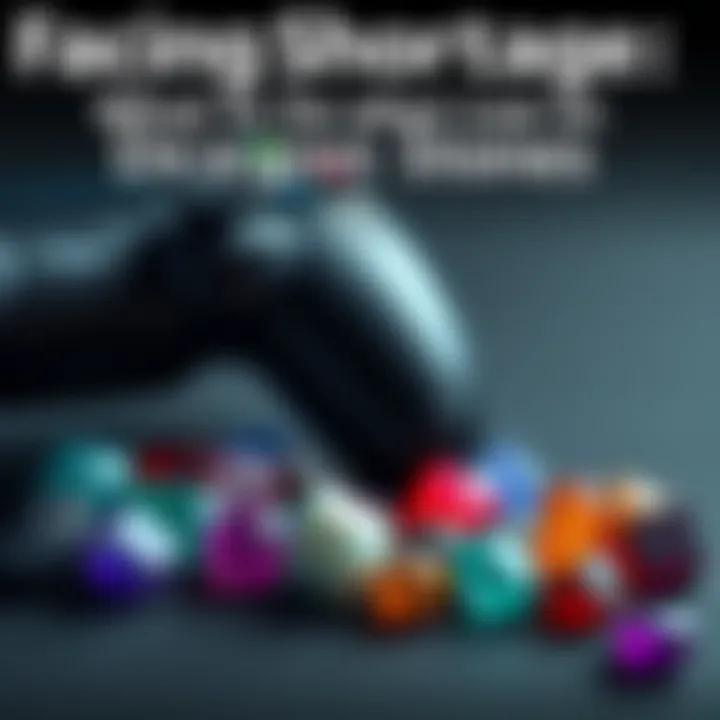 A collection of colorful dragon stones next to a gaming controller, symbolizing gaming resources, showing the challenge of running low on supplies