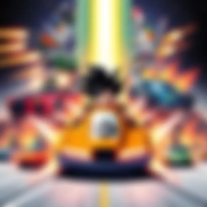 Various vehicles from the Dragonball series displayed along with characters, showcasing their designs and importance in the story.