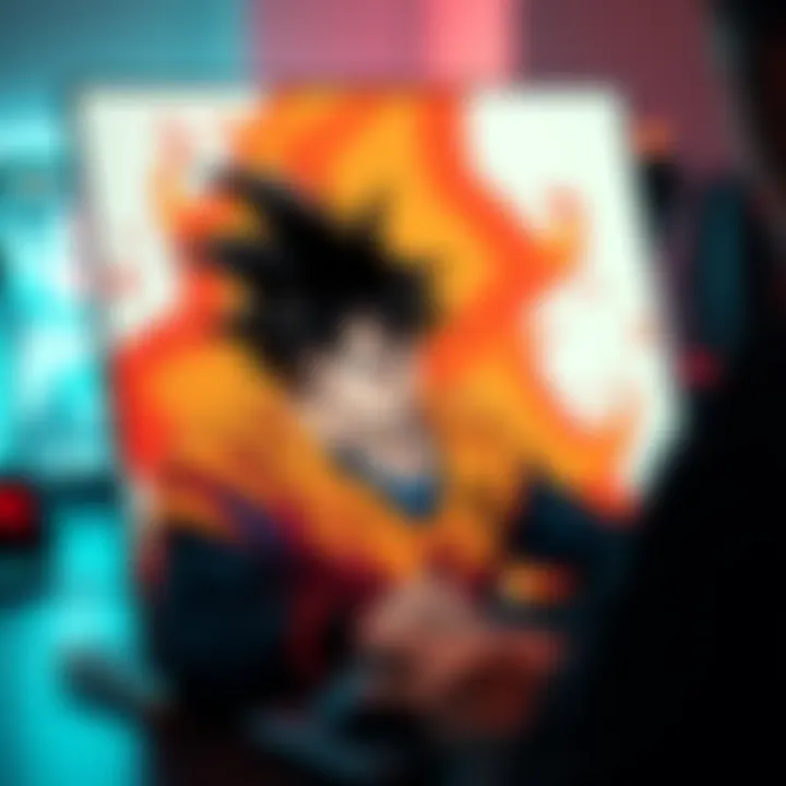 A person uses a computer mouse to draw the character Goku on a digital canvas while playing Dungeons & Dragons.