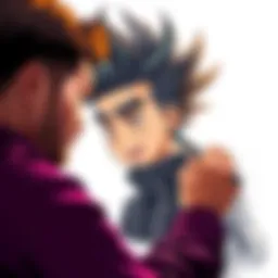 Drawing of Ikkkau with Stylish Hair An artist skillfully drawing Ikkkau, focusing on his unique hair style with various techniques