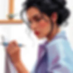 Artist sketching a female figure with focused expression