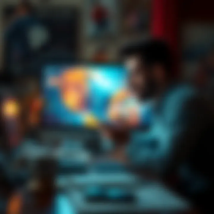 Individual sharing a dream experience with an online community on a computer