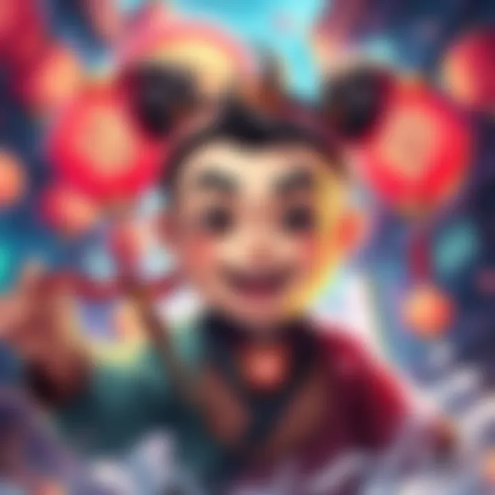 A colorful artwork depicting Drunken Lu with lively designs and expressive features, celebrating his character's charm.