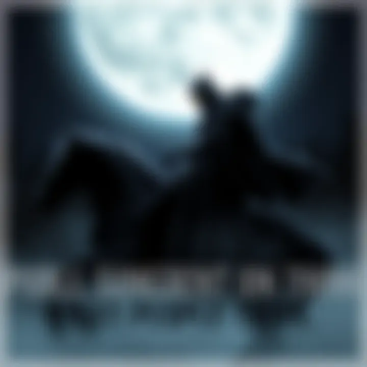 Dullahan Character A shadowy figure representing Dullahan, with a glowing head, riding a dark horse against a moonlit background, embodying mystery and folklore.