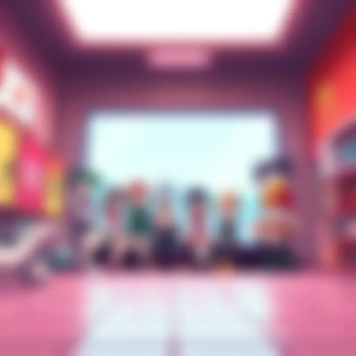 A collection of early fanart featuring characters from the animated series FLCL, showcasing playful designs and vibrant colors.