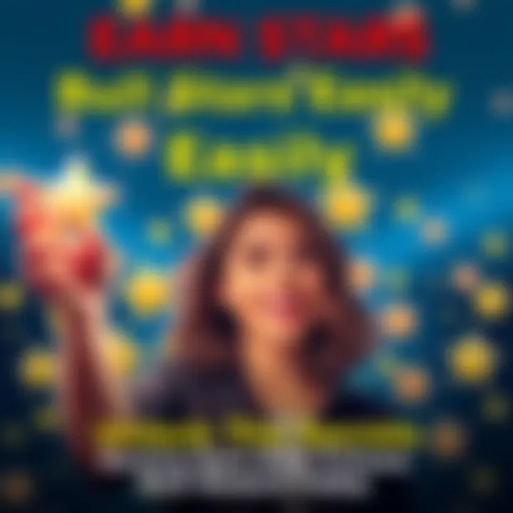 A person holding up a star with a smile, surrounded by shining stars. They look happy and confident, representing the joy of earning rewards easily.