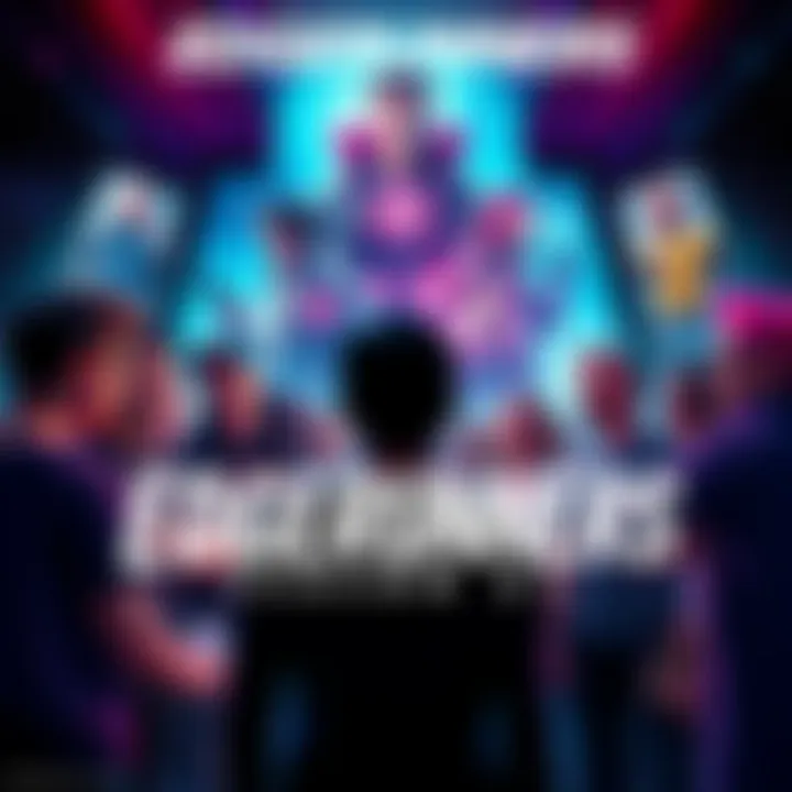 A group of fans excitedly discussing their theories for Edgerunners Season 2, surrounded by glowing posters of the characters, showcasing their enthusiasm.