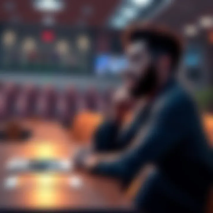 Ego sitting at a table, looking stressed while reviewing player options for the starting lineup
