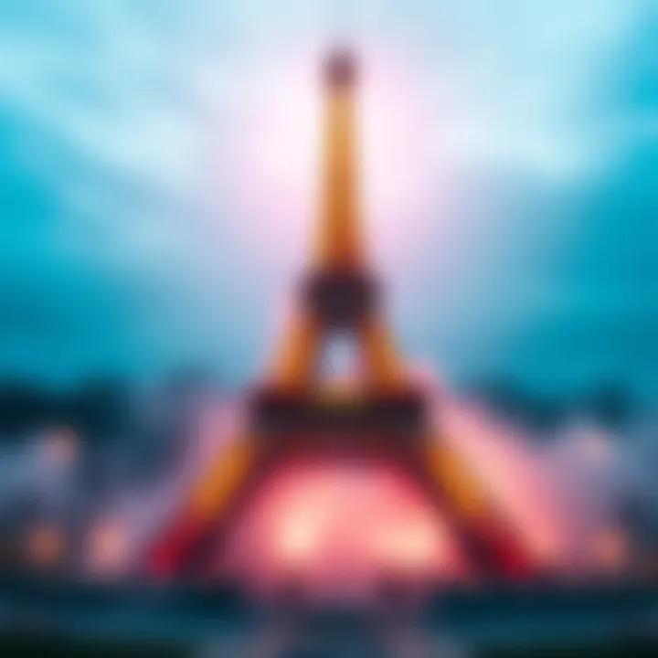 A creative representation of a DP stream featuring the Eiffel Tower, with elements of French culture and humor.