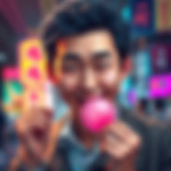 Eijiro smiling while chewing bubblegum, creating a playful atmosphere