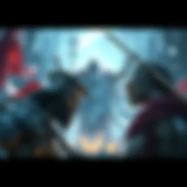 Two warriors known as Einherjar preparing to confront the powerful figure of Zeus, showcasing their determination and strength.
