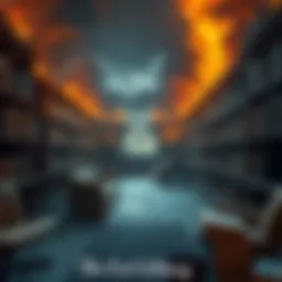 The owl library in Elbaf remains intact, showing no damage from the recent fire, surrounded by books and shelves.