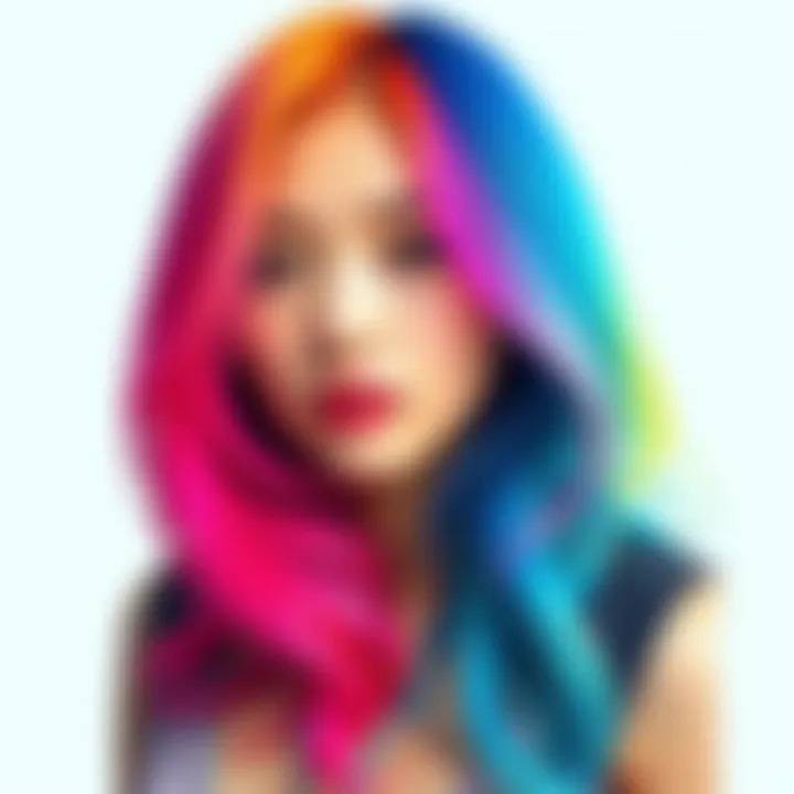 Elena Miyano shows off her striking two-tone hair, featuring one side a bright color and the other a contrasting shade, highlighting her bold style choice