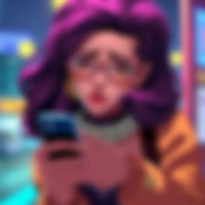 Elfilea looks concerned while checking her phone, hinting at a dating controversy with Sykkuno