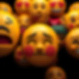 A variety of emojis showing different facial expressions and symbols representing emotions and attitudes in digital communication