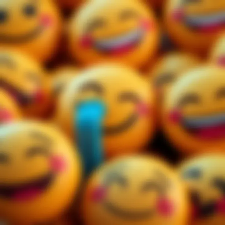 Emojis Showing Tears and Laughter A close-up of emojis representing tears and laughter, symbolizing emotions in online communication