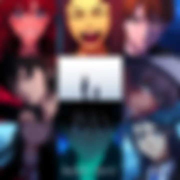 Emotional Anime Characters A collage of characters from emotional anime series like Death Note and Chainsaw Man, showcasing their expressions and moments of impact.