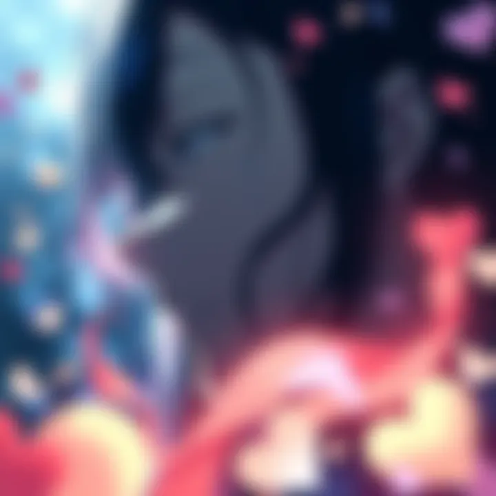 A character with tears streaming down their face, surrounded by memories of lost love, conveying deep sadness.